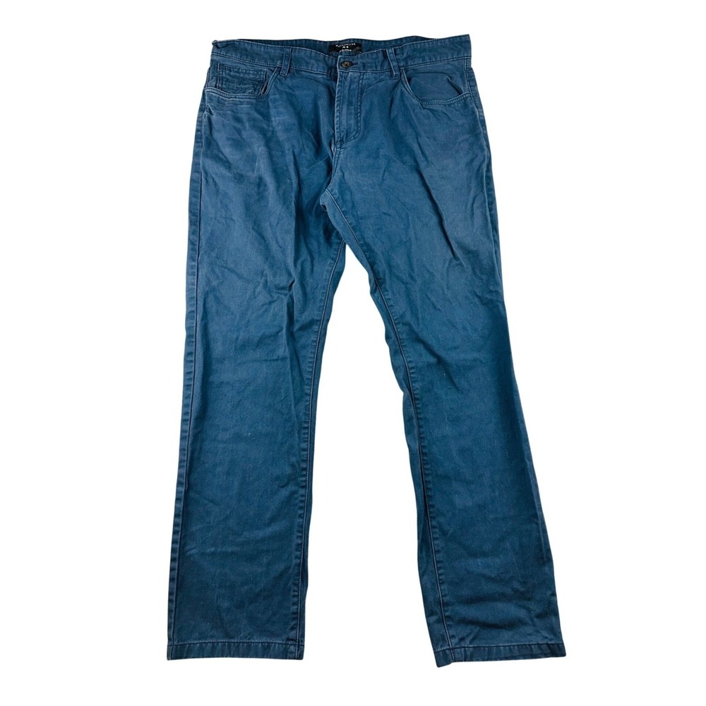 Matchstick Jeans Men 38 Blue 100%‎ Cotton Solid Straight Leg Casual Button Front